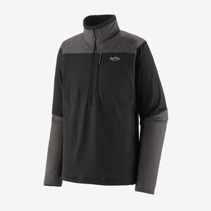 Patagonia Jacket Long Sleeve R1 Fitz Roy 1/4 Zip Fish  Black Gray Size Medium